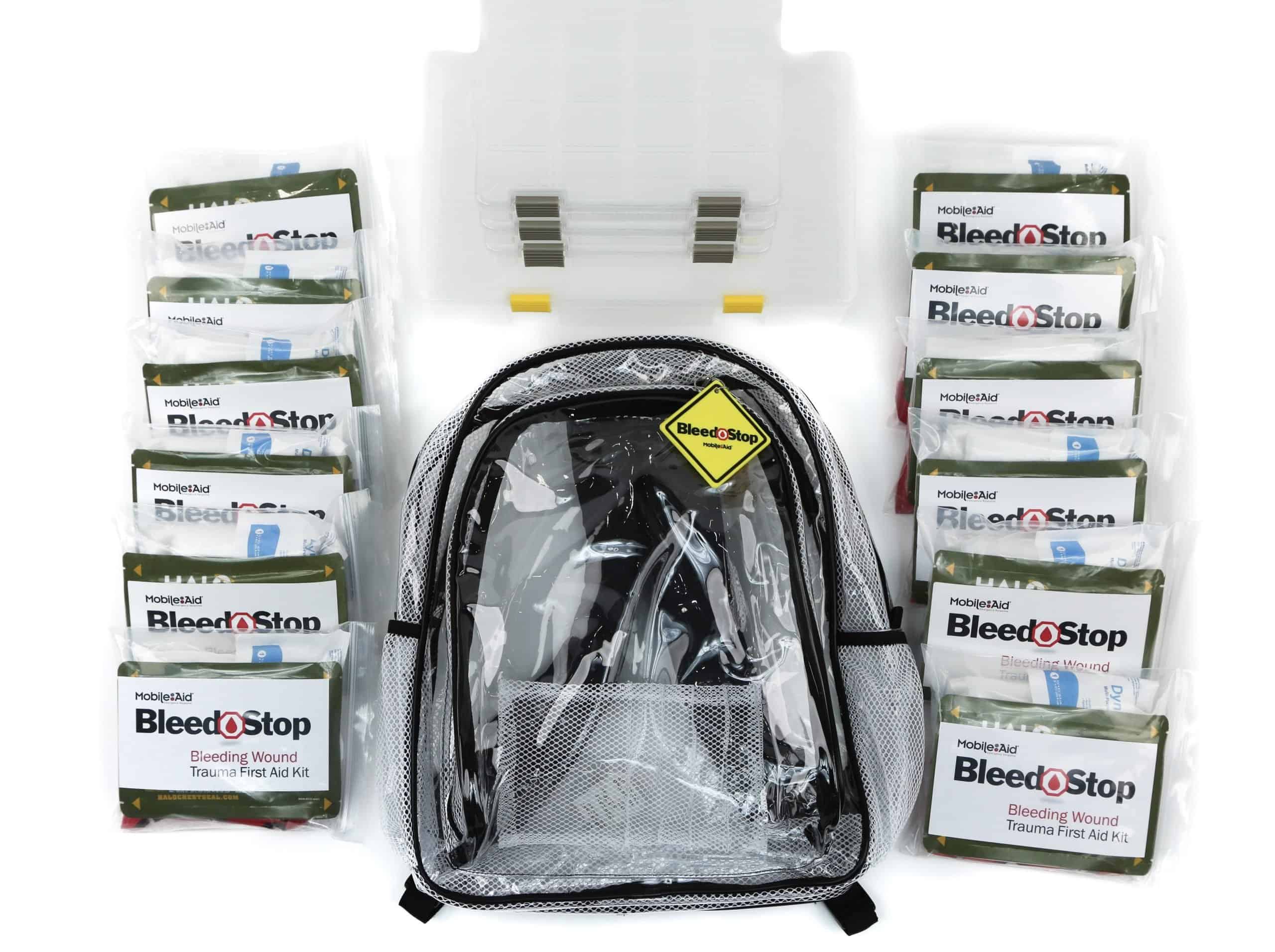 Clear-View™ BleedStop High-Capacity Backpack Kit with 12 Bleeding Control Throw Packs products-1