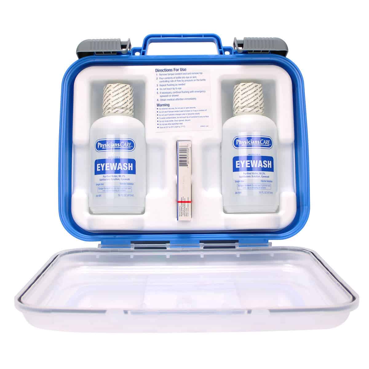 Mobile Eyewash Station, 6 Pieces Emergency Eye Care Kit (2 Bottles + 4 Eye Pads) -2
