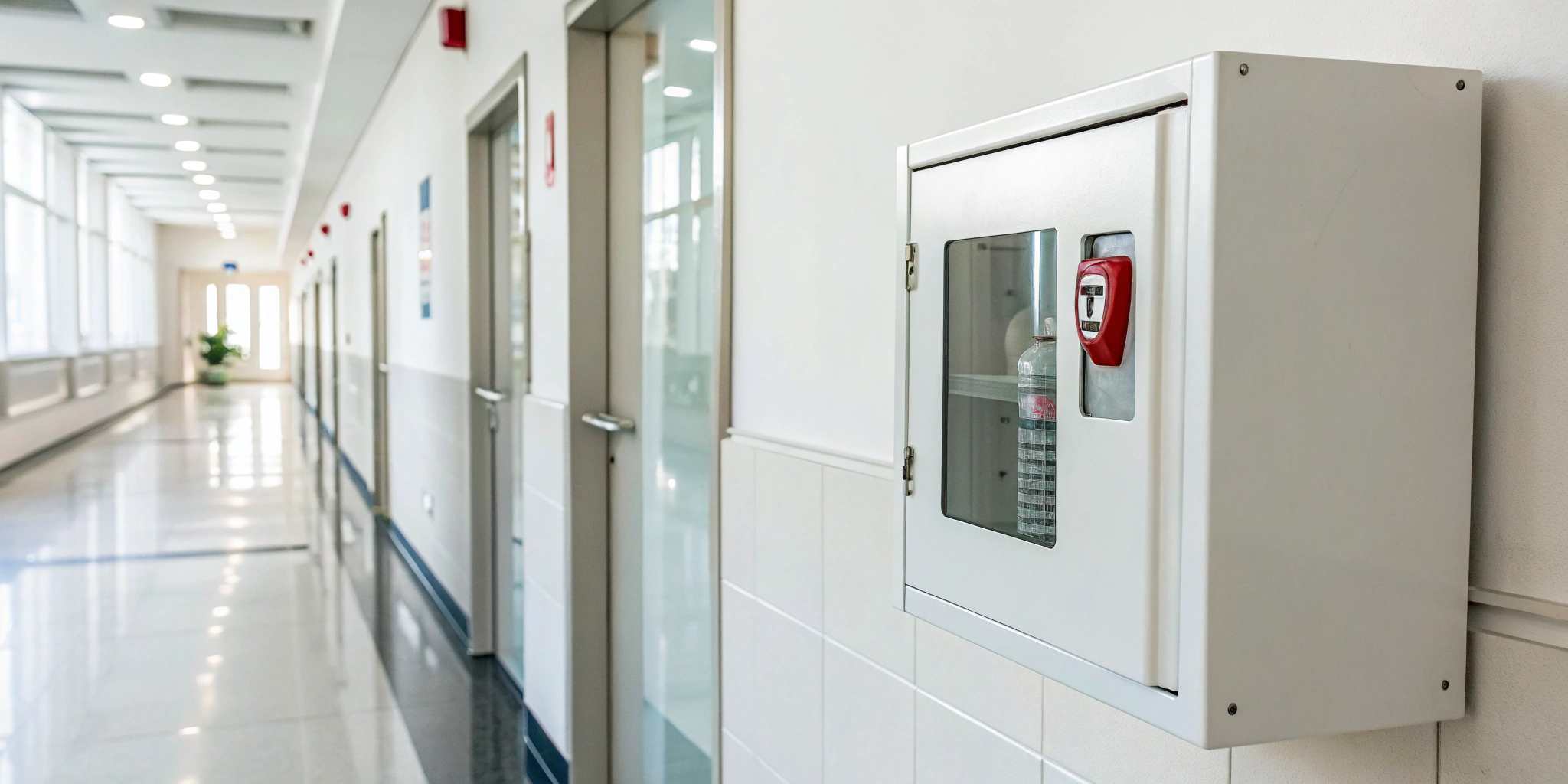 An AED in a Pennsylvania facility, compliant with state requirements.