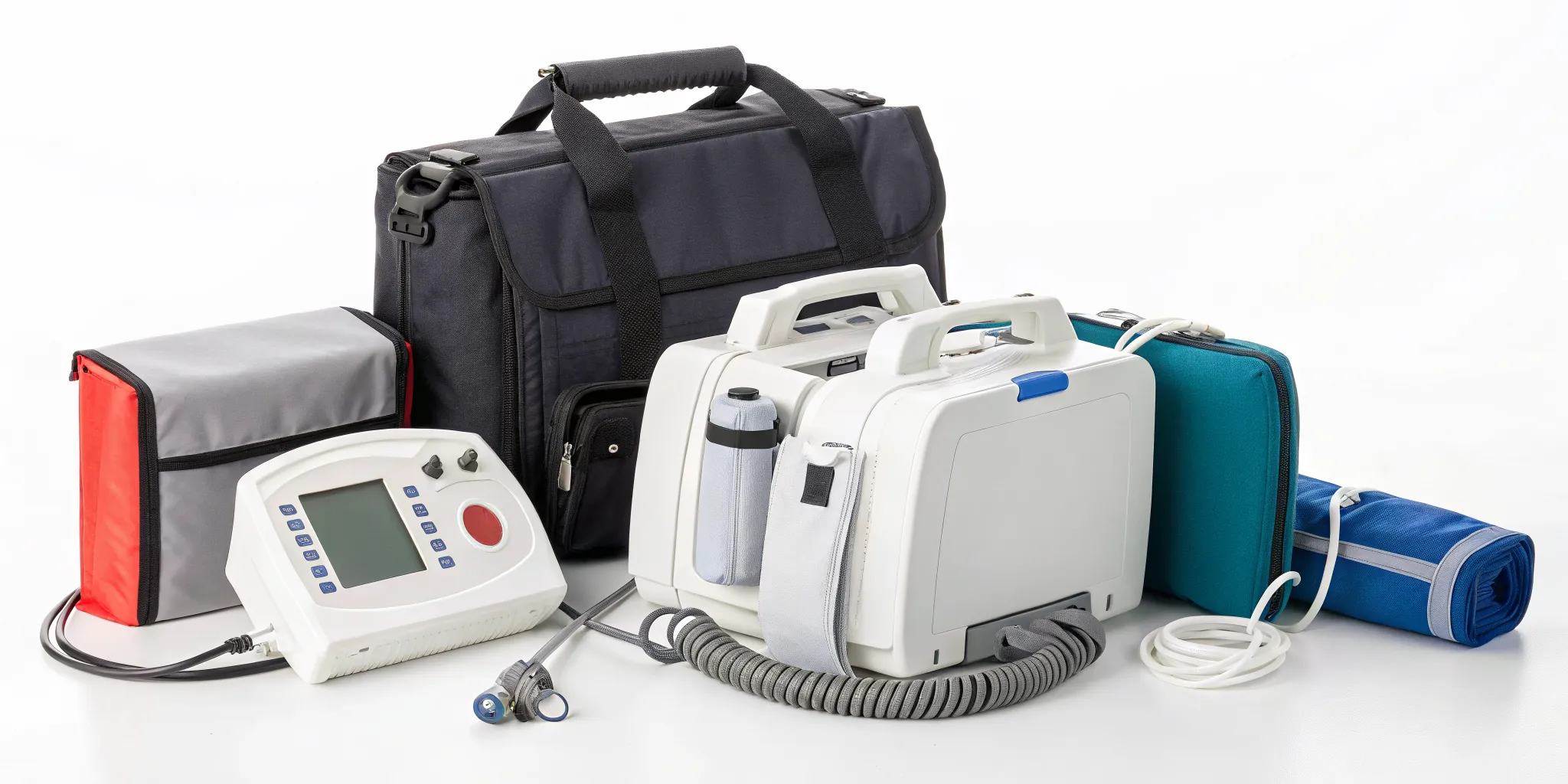An AED rental kit in its carrying case, ready for an event.