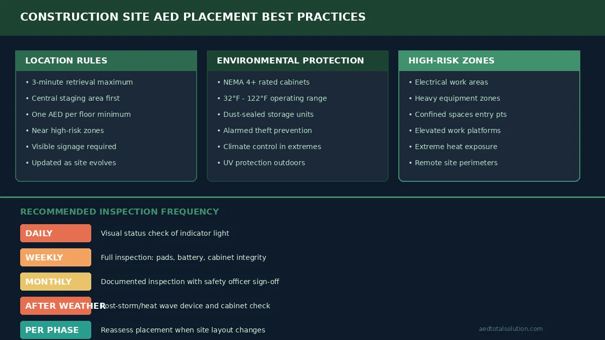 AED placement best practices for construction site safety and emergency response