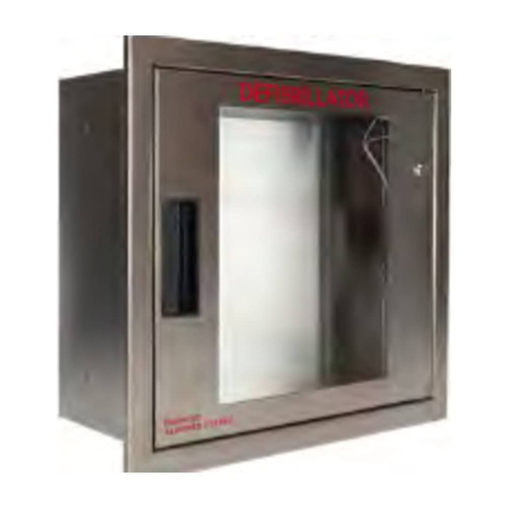 Cubix stainless steel fully recessed AED cabinet with alarm
