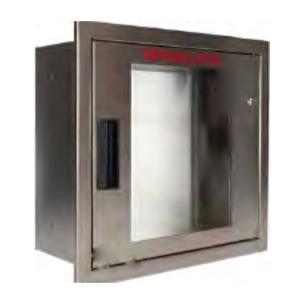 Cubix stainless steel fully recessed AED cabinet, non-alarmed